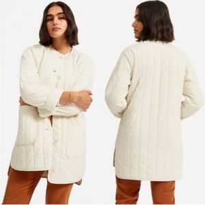 Everlane The Cotton Quilted Jacket Canvas Ivory Coat Size Large L NWT